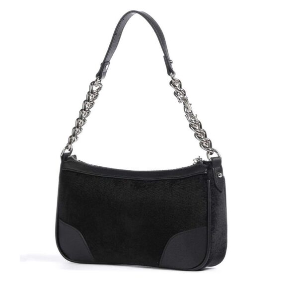 Juicy Couture Black Velour Hollyhock Chain Link Strap Shoulder Bag w/ Mini Pouch - Picture 8 of 16